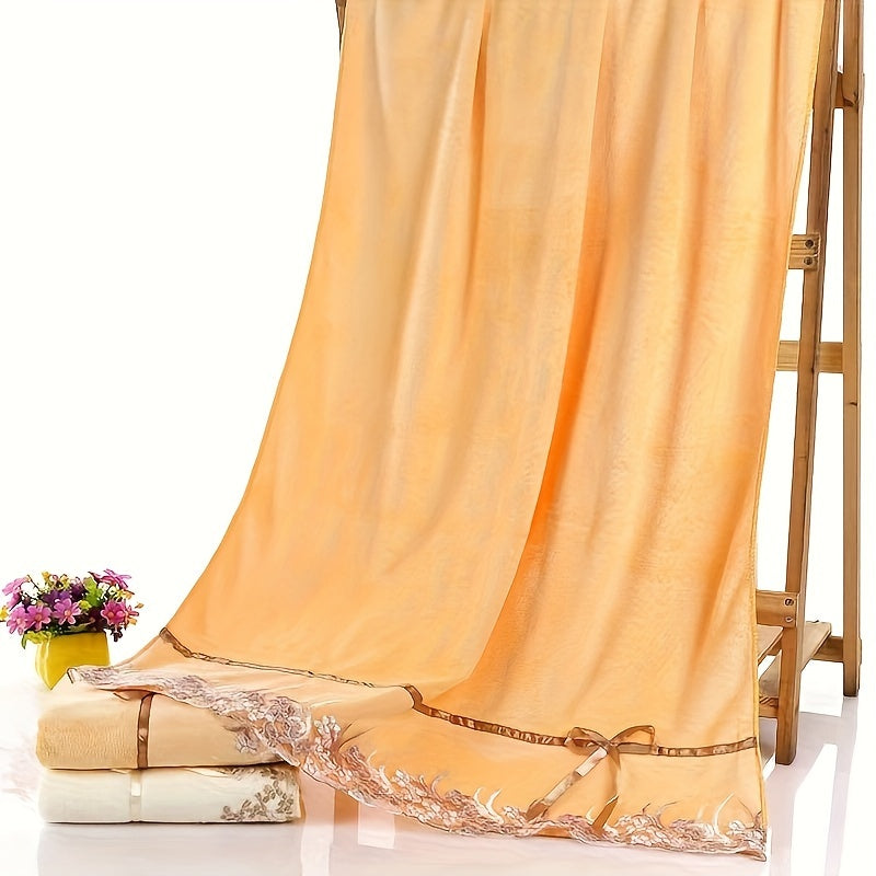 4pcs Floral Embroidered Towel Set, Ultra-Fine Fiber Towels