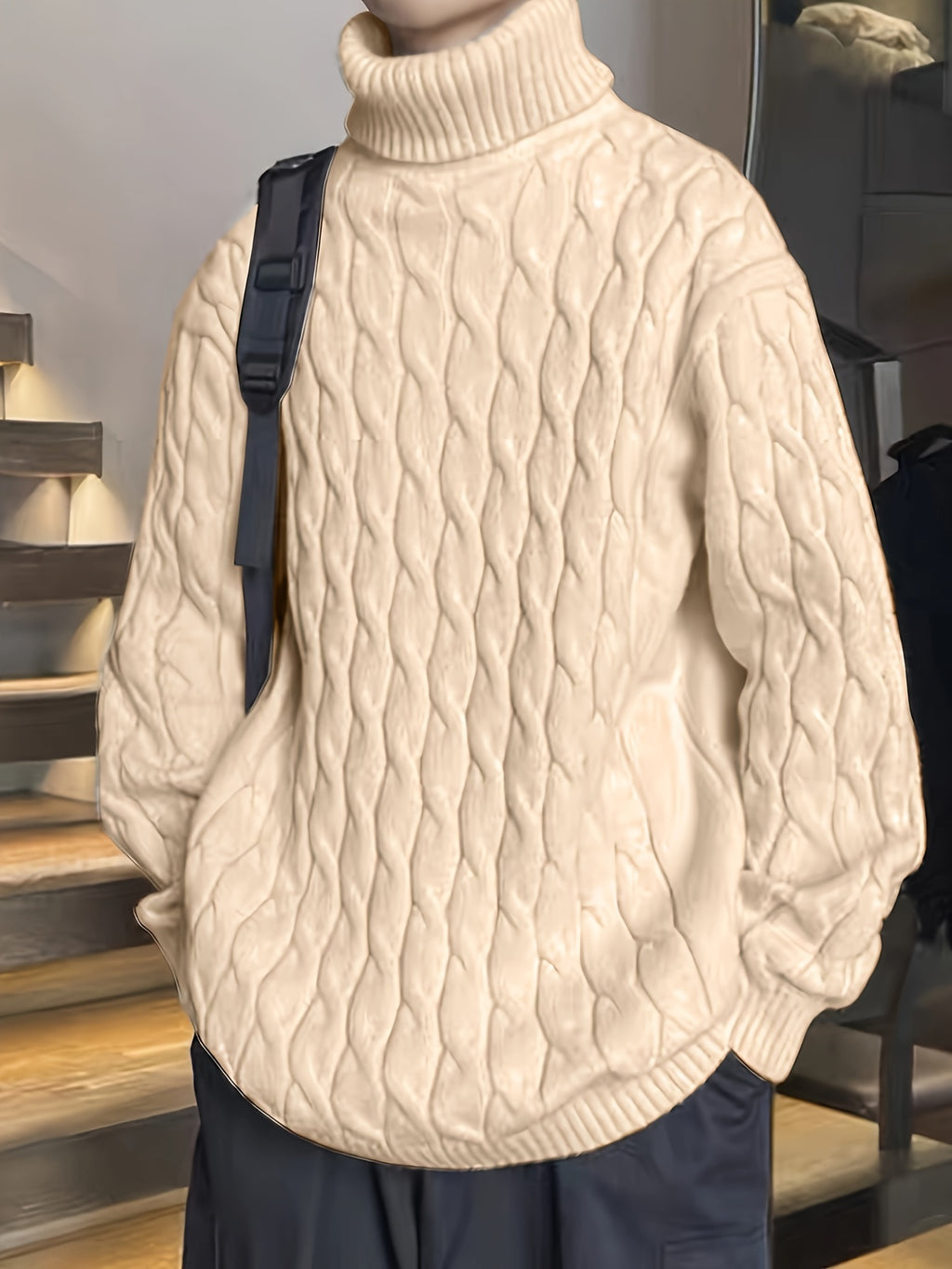 Plus Size Men's Crew Neck Sweater - Winter Comfort Stretch, Casual Knit Top Big and Tall