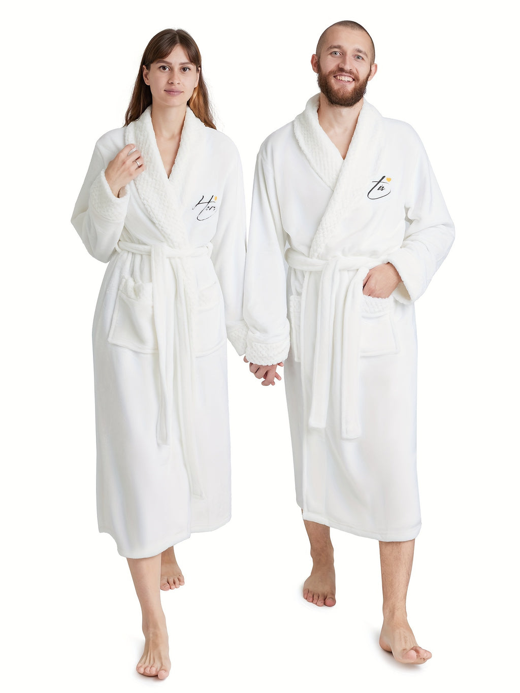 Buy 1 Get 1 Free, total of 2 Pcs Luxurious His and Hers Plush Kimono Robes