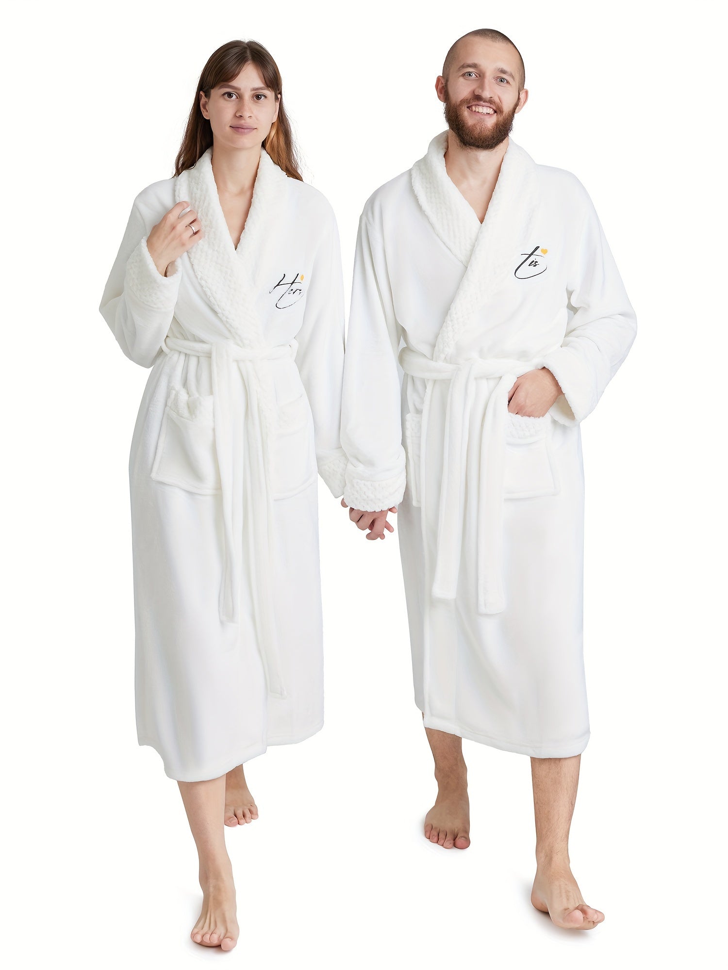 Buy 1 Get 1 Free, total of 2 Pcs Luxurious His and Hers Plush Kimono Robes