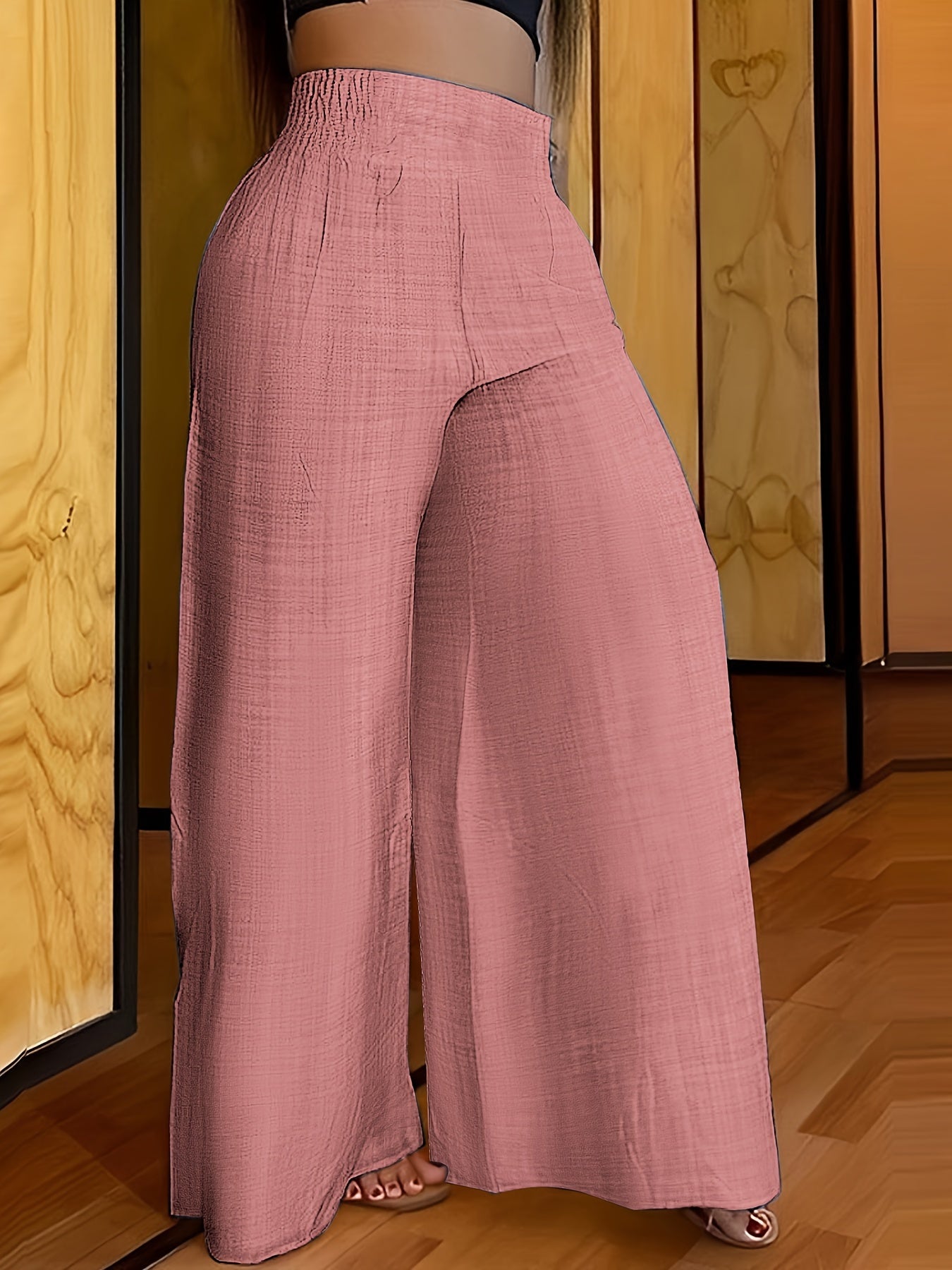 Elegant Solid Color Wide Leg Palazzo Pants