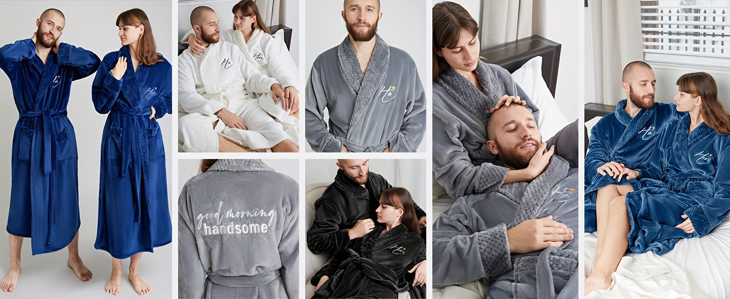 Buy 1 Get 1 Free, total of 2 Pcs Luxurious His and Hers Plush Kimono Robes