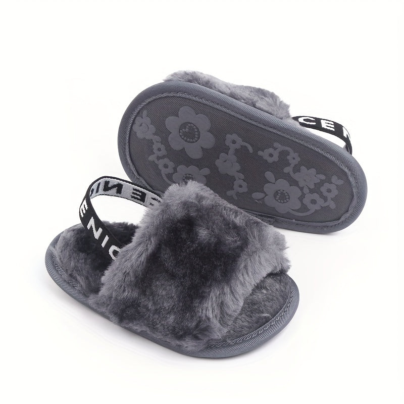 Elegant Plush Children's Slippers for 0-1 Year Olds