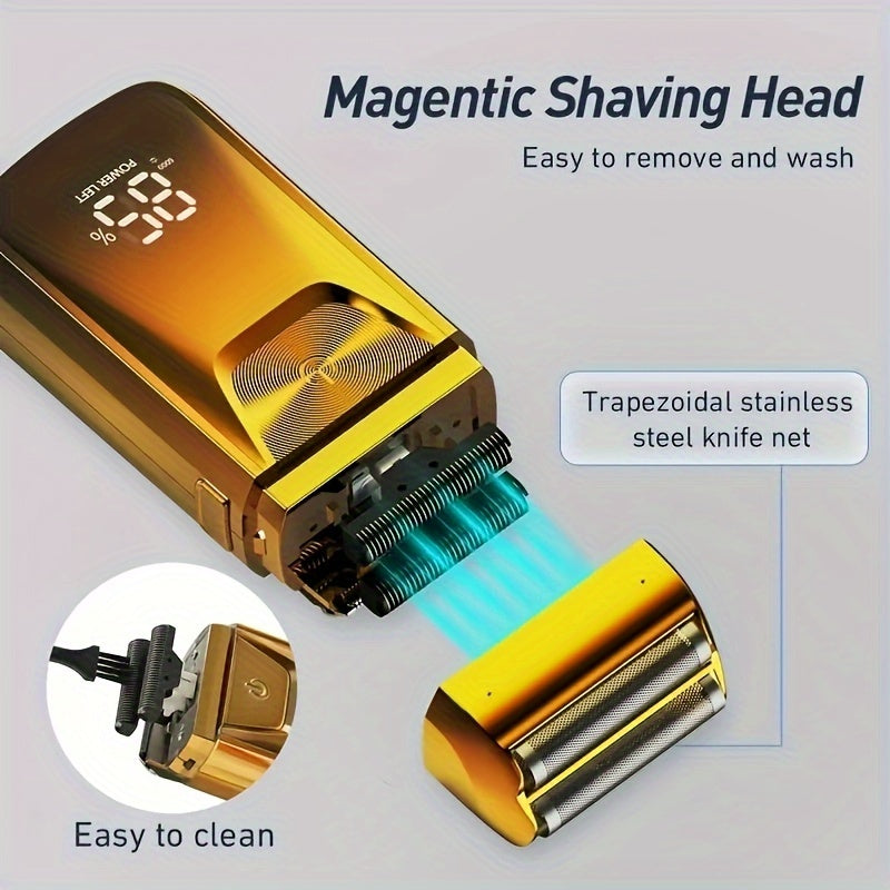 MIGUAN 2-in-1 Sleek Golden Electric Foil & Bald Shaver Trimmer