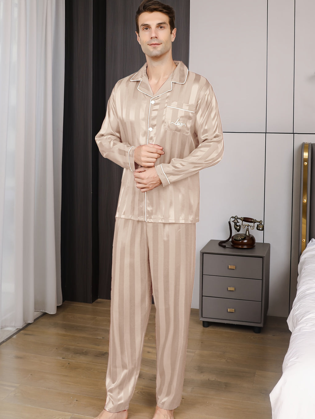 Men's Pajamas Ice Silky Fabric
