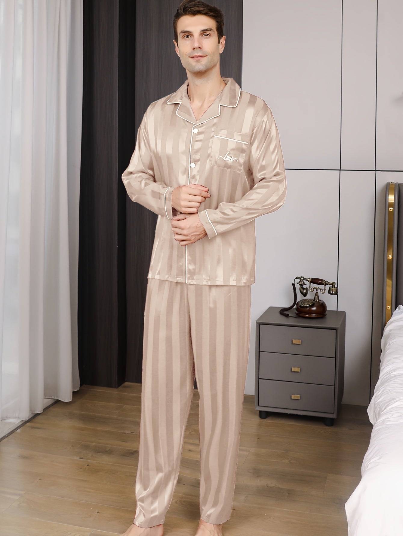 Men's Pajamas Ice Silky Fabric